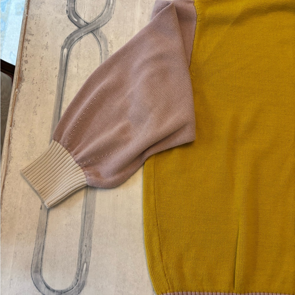 Back Beat Company Colorblock Turtleneck Sweater - Yellow, Pink, and Ivory - Picture 8 of 11
